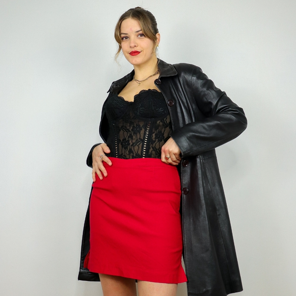 🌿 Red flashy 90s vintage high rise mini skort 🌿